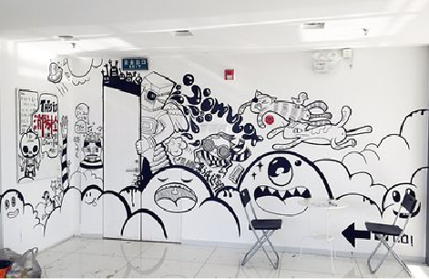 万载手绘墙并非传统涂鸦。